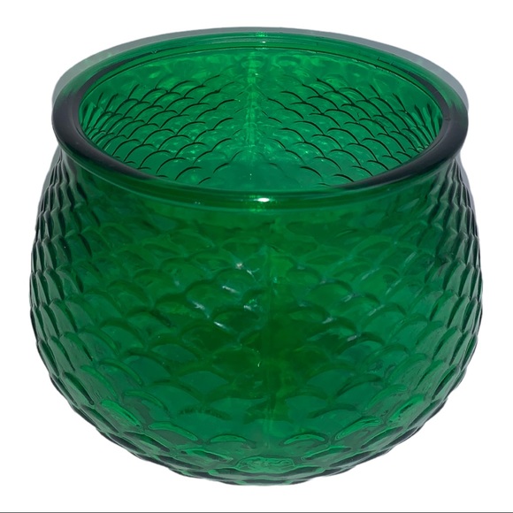 Vintage E.O. Brody Mermaid Green Fish Scale Scallop Pressed Glass Vase Bowl - Picture 5 of 8